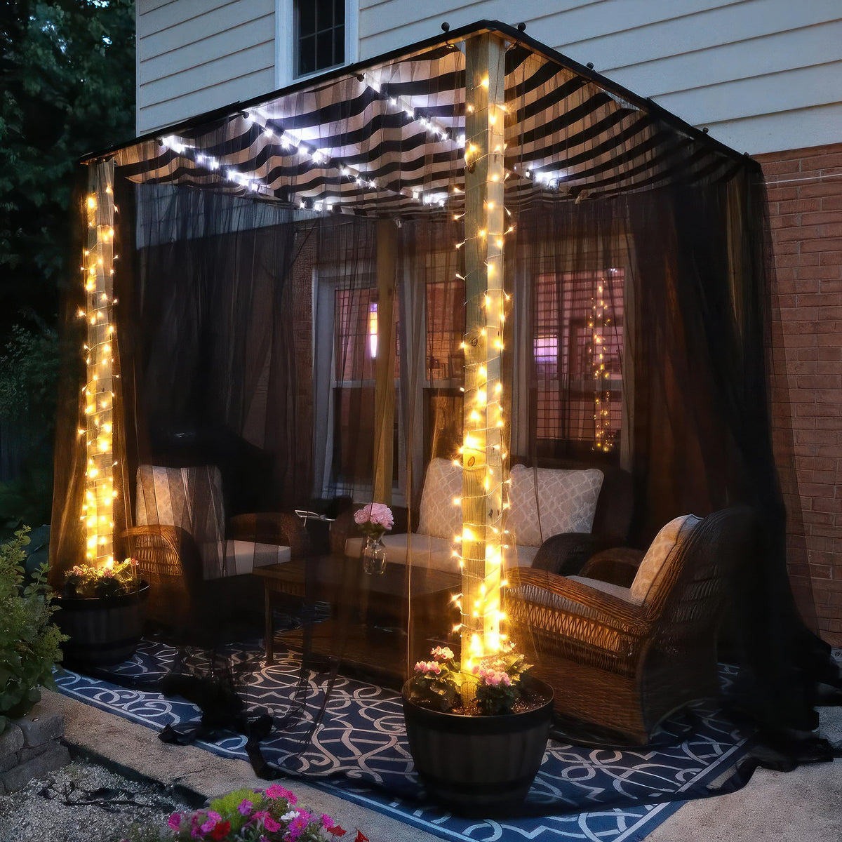 UB-STORE Black DIY Mosquito Net door-use suitable for patio entries.
