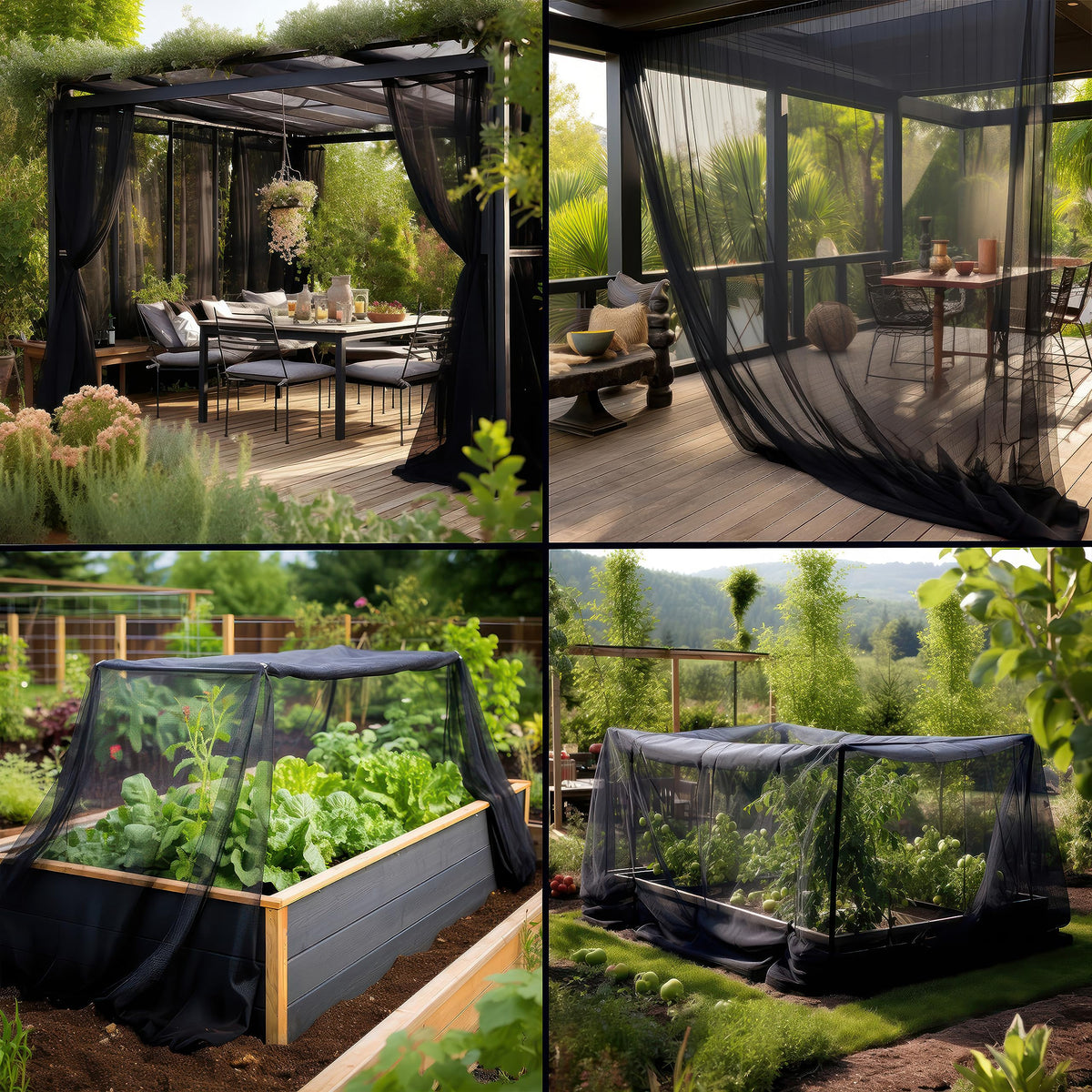 UB-STORE Black DIY Mosquito Net garden protection for beds and plants.