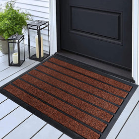 UBDYO bright burgundy door mat at the front entrance adds curb appeal and welcome