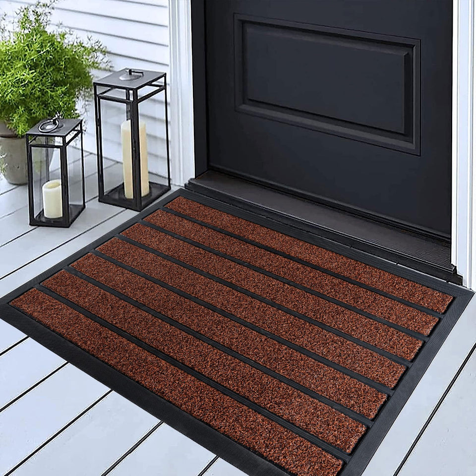 UBDYO bright burgundy door mat at the front entrance adds curb appeal and welcome