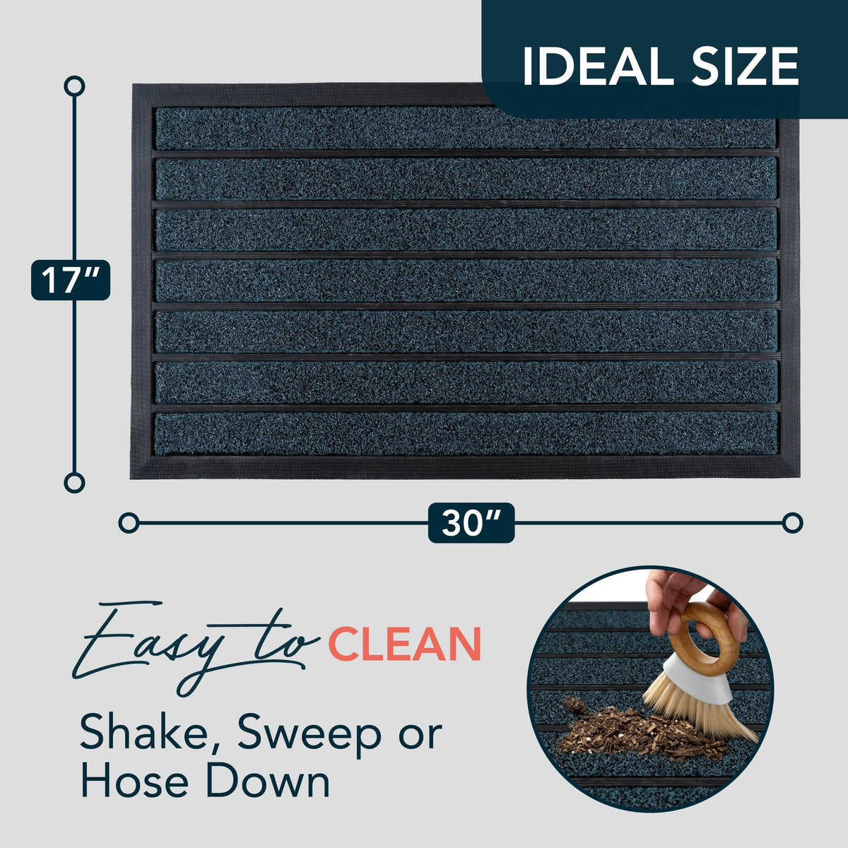 UBDYO dirt-trapper mat with artificial grass and rubber strips traps mud easily