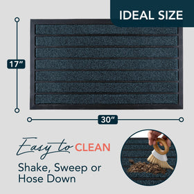 UBDYO dirt-trapper mat with artificial grass and rubber strips traps mud easily