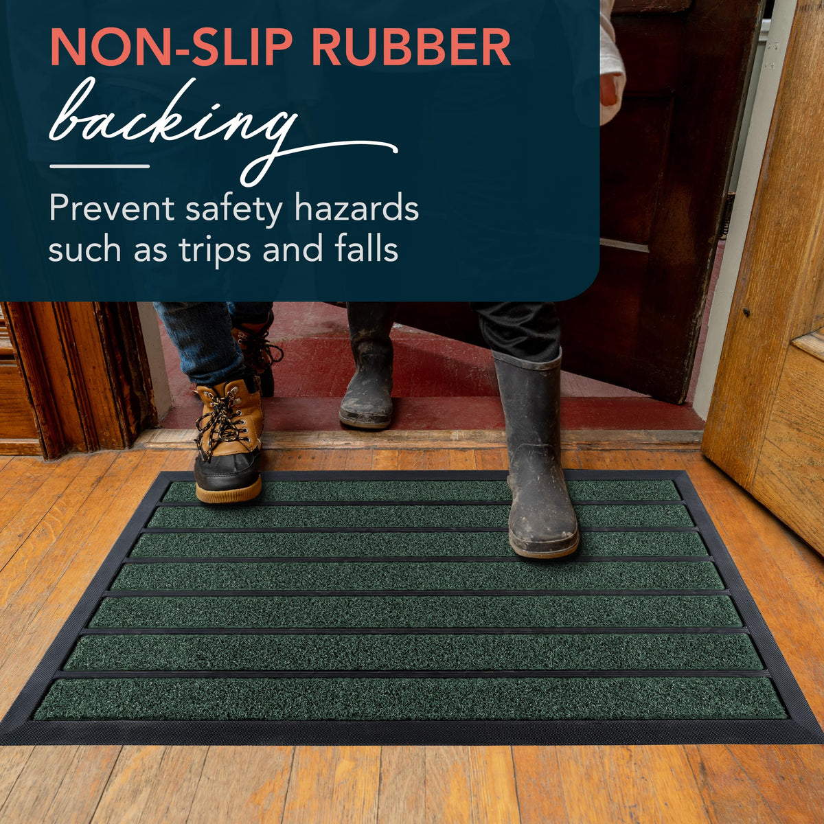 ubdyo low profile 0.4 inch mat stays flat under doors.