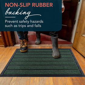 ubdyo low profile 0.4 inch mat stays flat under doors.
