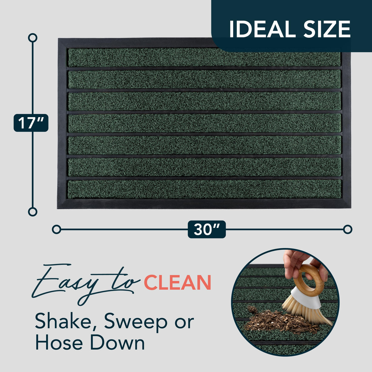 ubdyo non-slip door mat with PVC backing provides grip on wet surfaces.