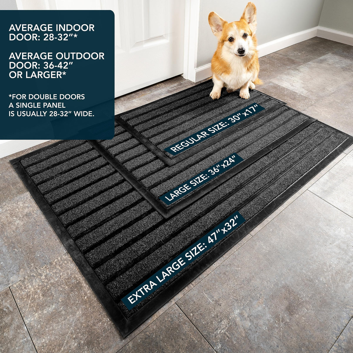 ubdyo non-slip rubber-backed entrance mat stays in place in rain.