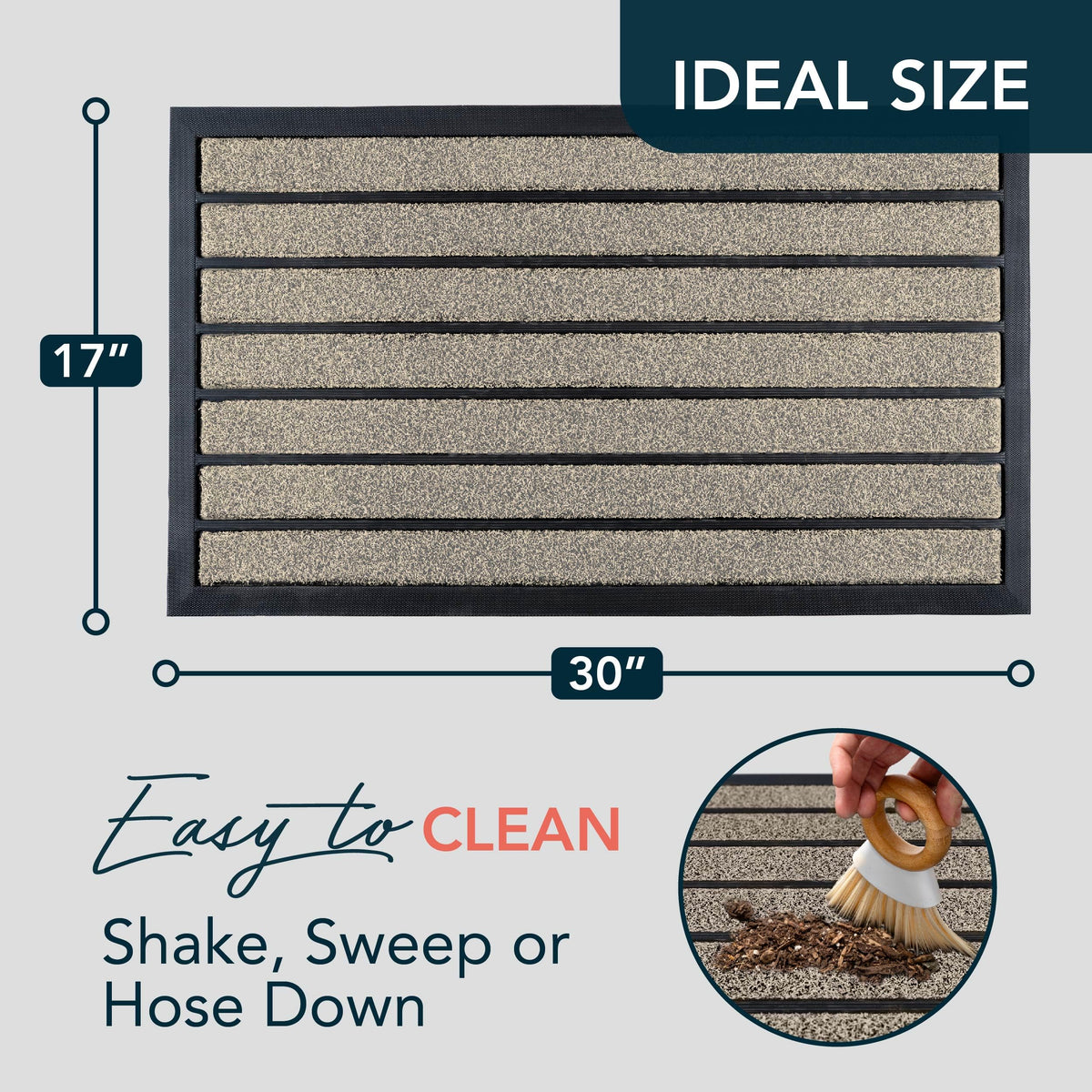 ubdyo non-slip rubber-backed mat stays put in wet weather