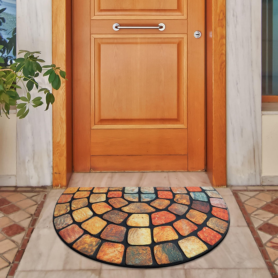 ubdyo unique-design door mat front entrance orange traps dirt at the threshold