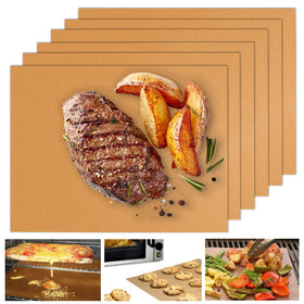 UBeesize copper grill mat on grill surface enables non-stick, healthier cooking.