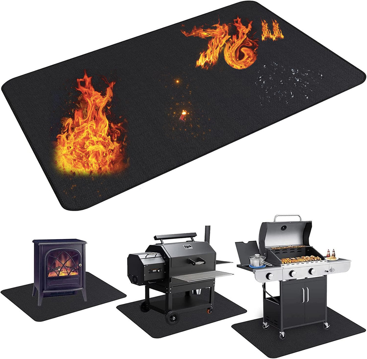 UBeesize grill mat under grill 76x48 inches protects decking from grease