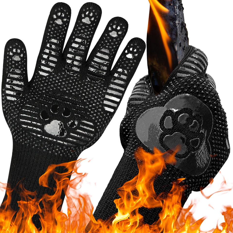 UBeesize Lengthen BBQ Gloves bear paw design provides 14-inch forearm protection for grilling.