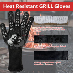 UBeesize three-layer material showing grip, heat resistance, and comfort features.