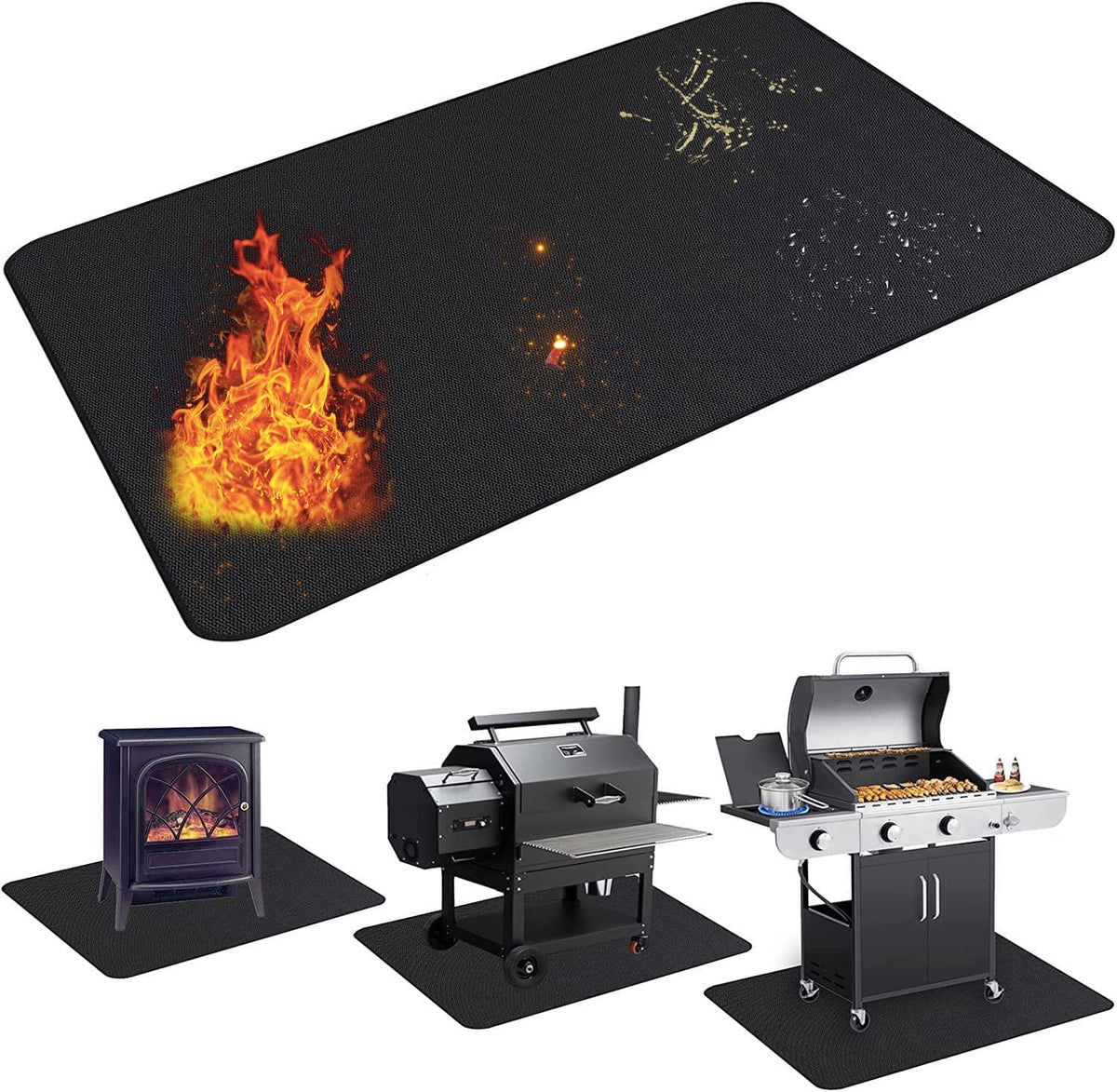UBeesize under-grill-mat 65x48 protecting deck from grease and sparks.