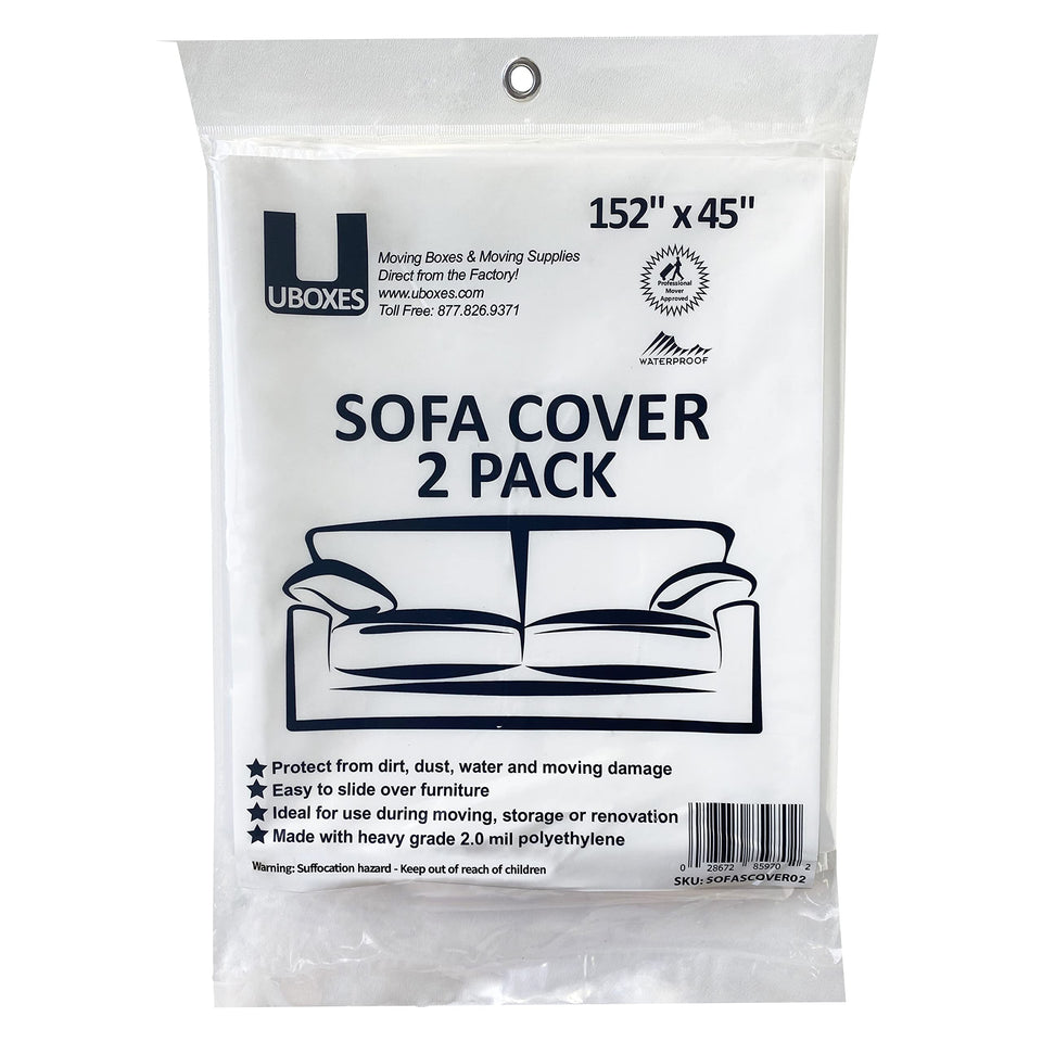 UBOXES sofa moving cover in flat view protects upholstery during transport.