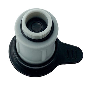 UcarSoon valve installed on pool edge; demonstrates steady water flow