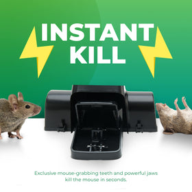 UCatch rat trap ready for indoor and outdoor use near a doorway.