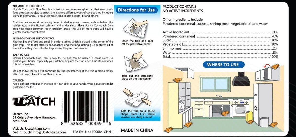 UCatch packaging shows clear instructions for safe placement and use