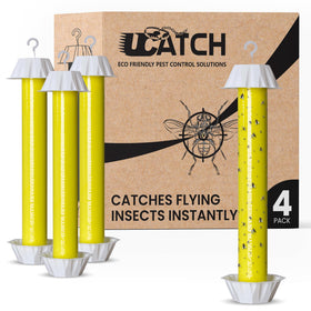 UCatch sticky fly trap hanging in kitchen attracts flies with bright yellow lure