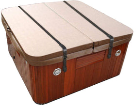 UCEDER hot tub wind straps pack setup securing a spa cover.