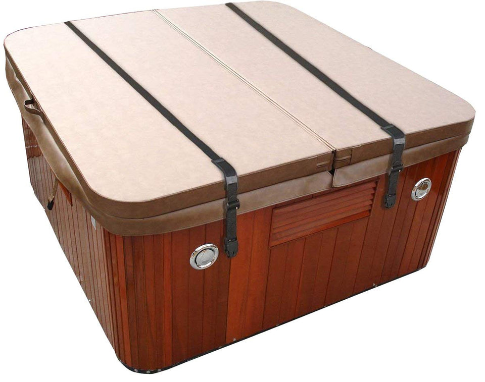 UCEDER hot tub wind straps pack setup securing a spa cover.