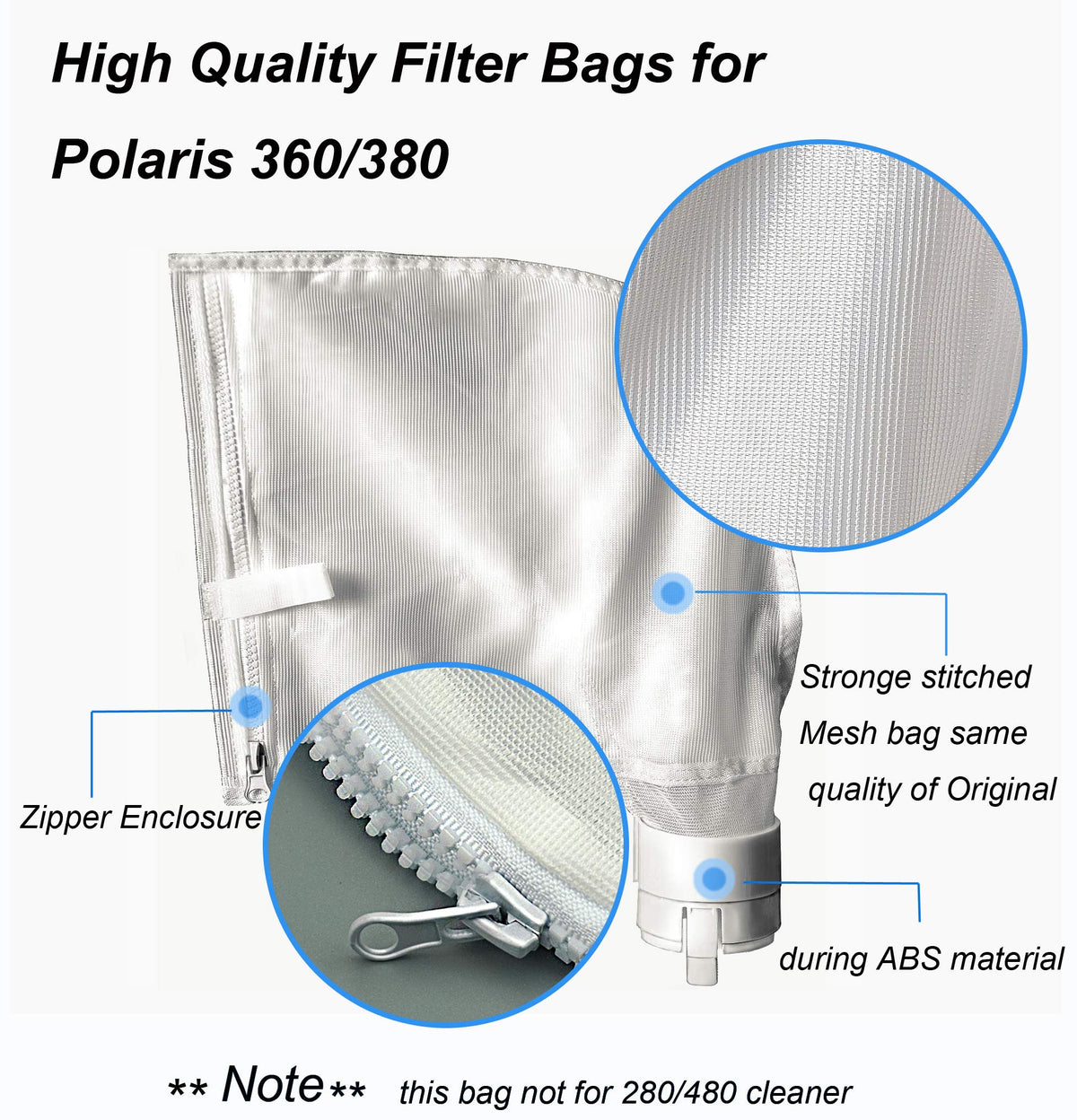 UCEDER Polaris 380 zippered bag highlights strong stitching for long lasting use.