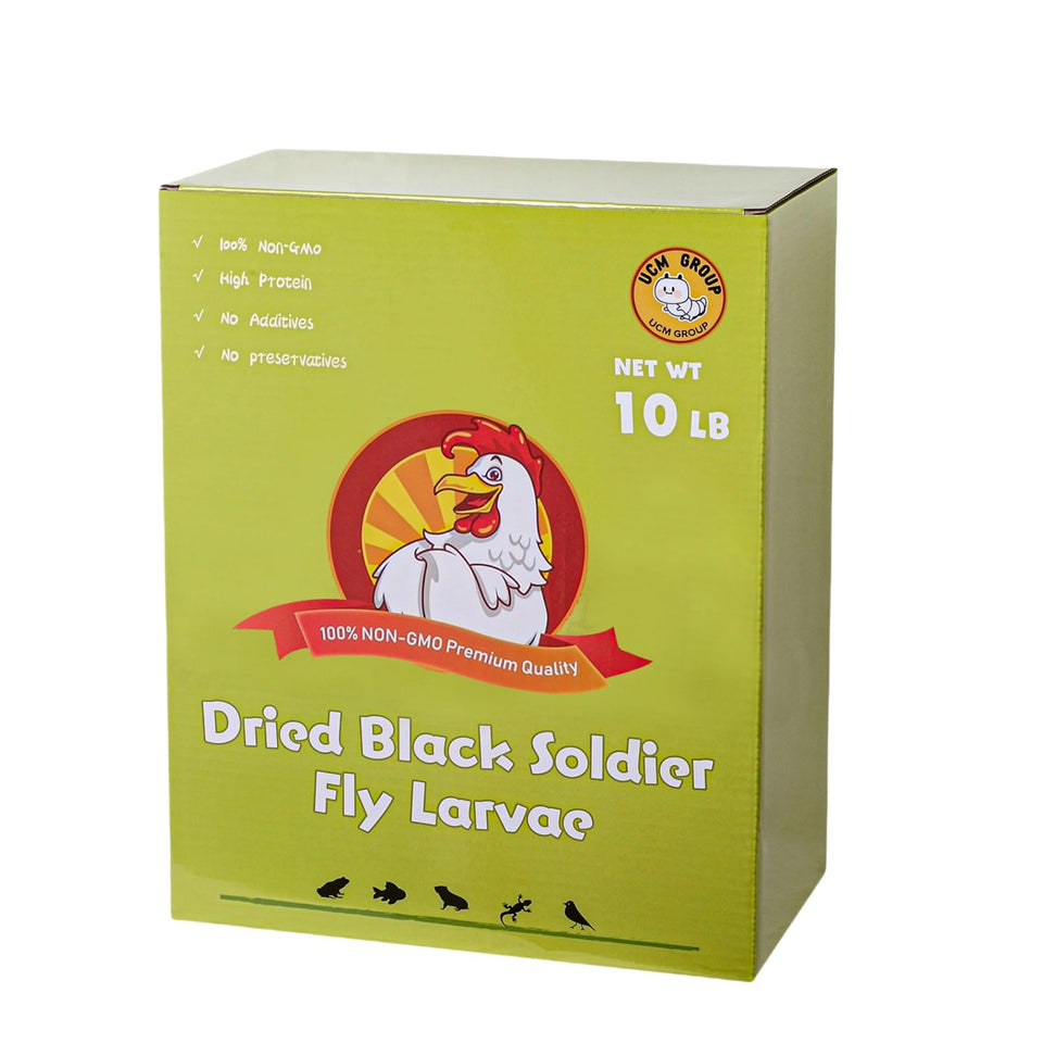 UCM Group 10lb dried black soldier fly larvae for poultry, nutrient-rich calcium.