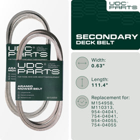 UDC Mower Belts 111.40 inch length ready for precise deck fit