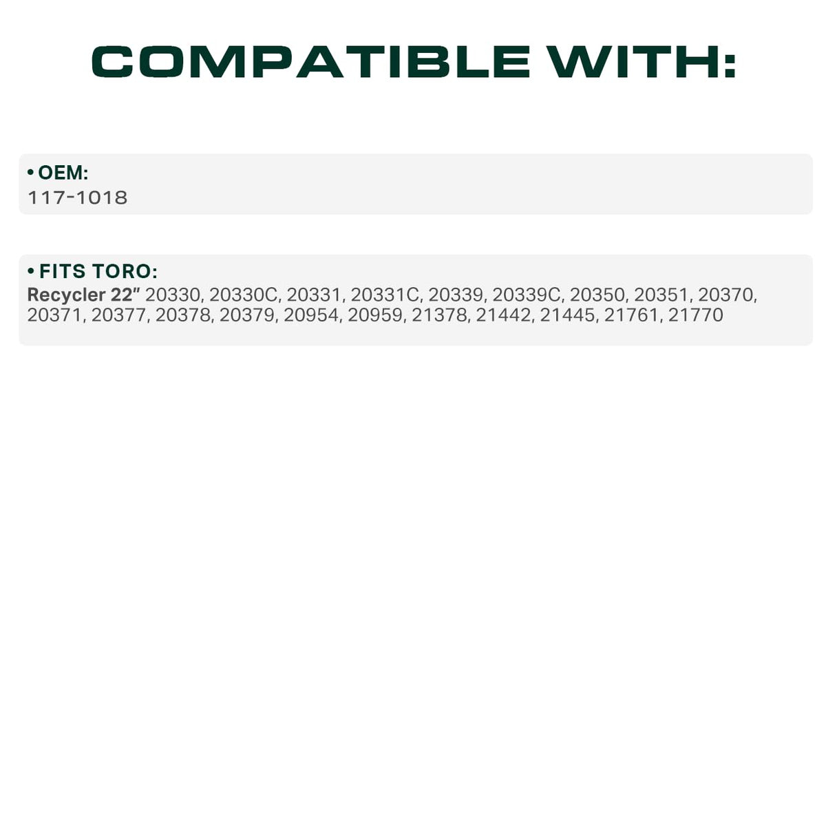 32.3-inch length ensures compatibility with 22-inch Toro Recycler