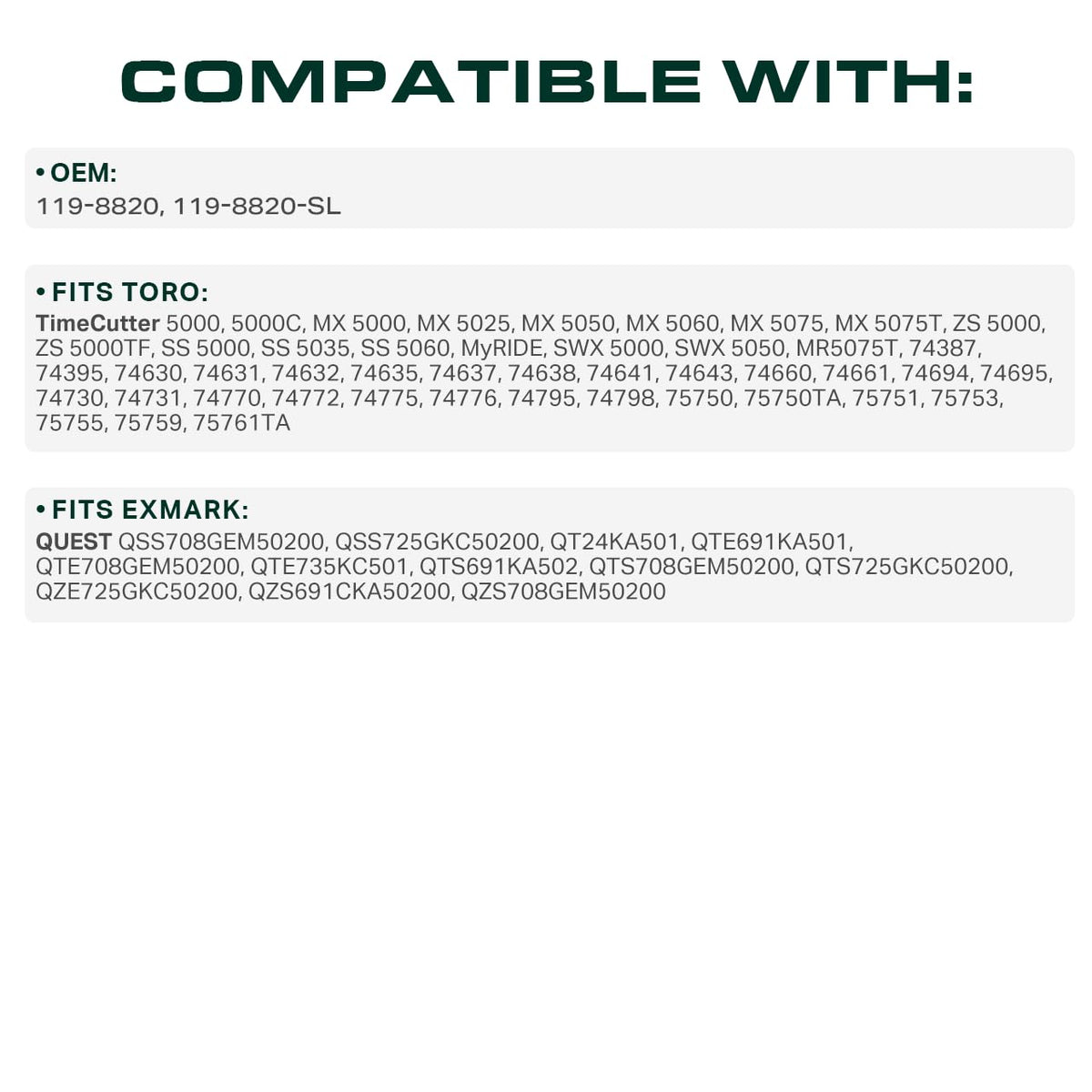 Aramid-cord construction from UDC Mower Belts emphasizes high tensile strength.
