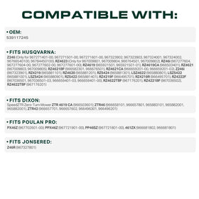 UDC Mower Belts 123-inch length measurement highlights compatibility across brands.