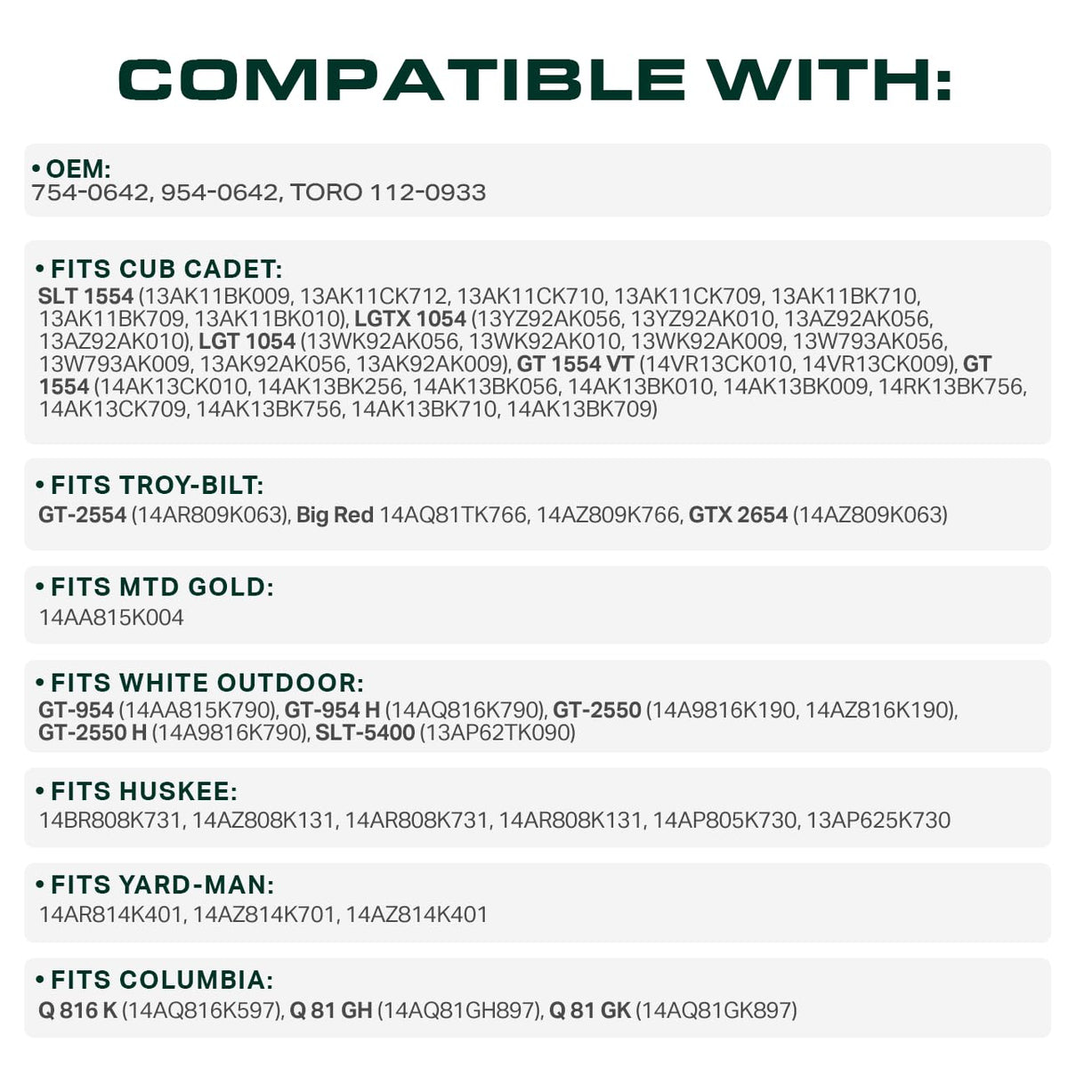UDC Mower Belts 138-inches-length designed for long deck operation.