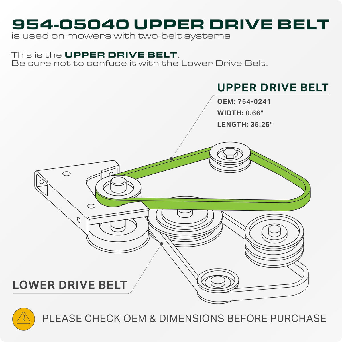 UDC Mower Belts 35-25-inch length close-up for Troy-Bilt Pony compatibility.