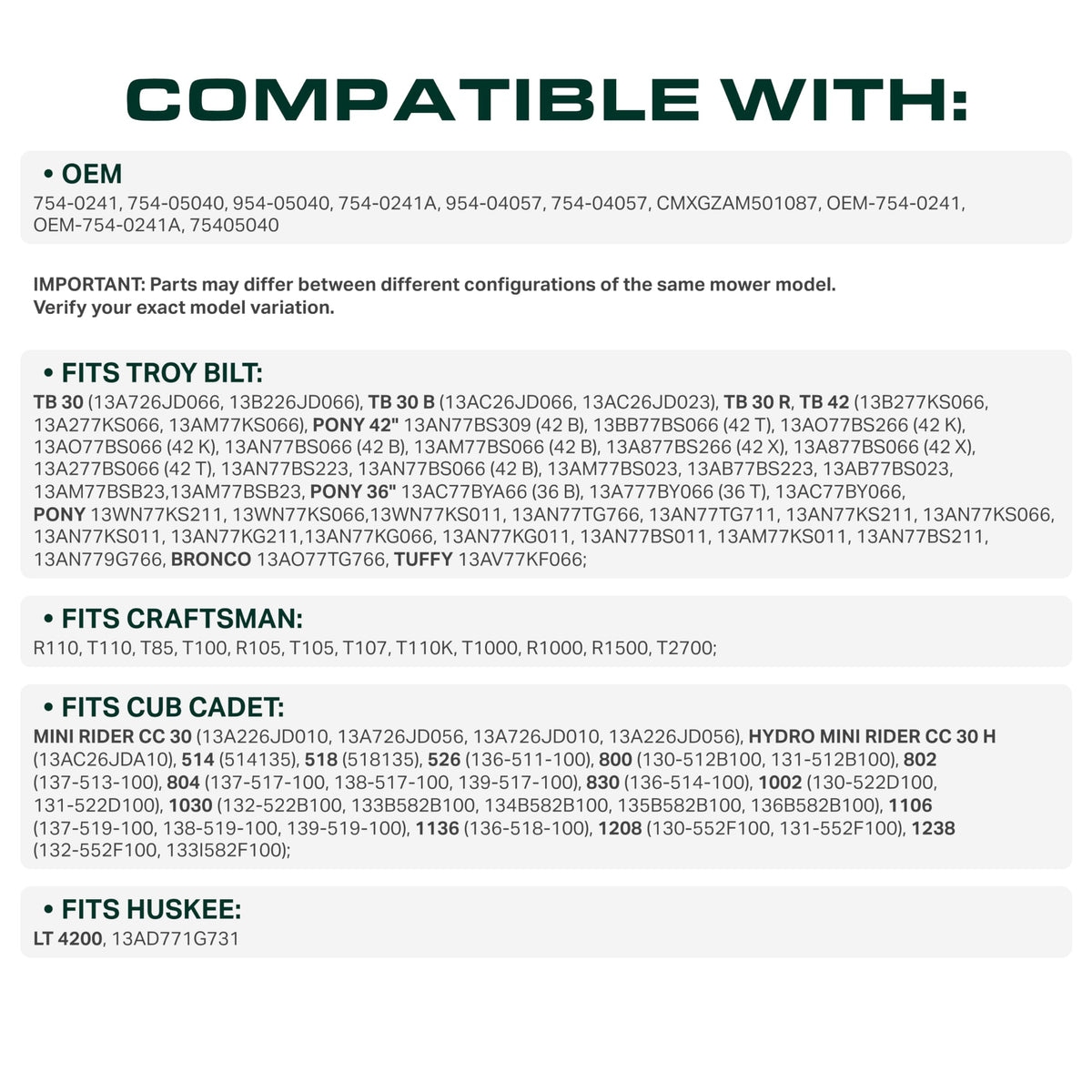 UDC Mower Belts 954-0241A compatibility close-up, durable wear resistance.