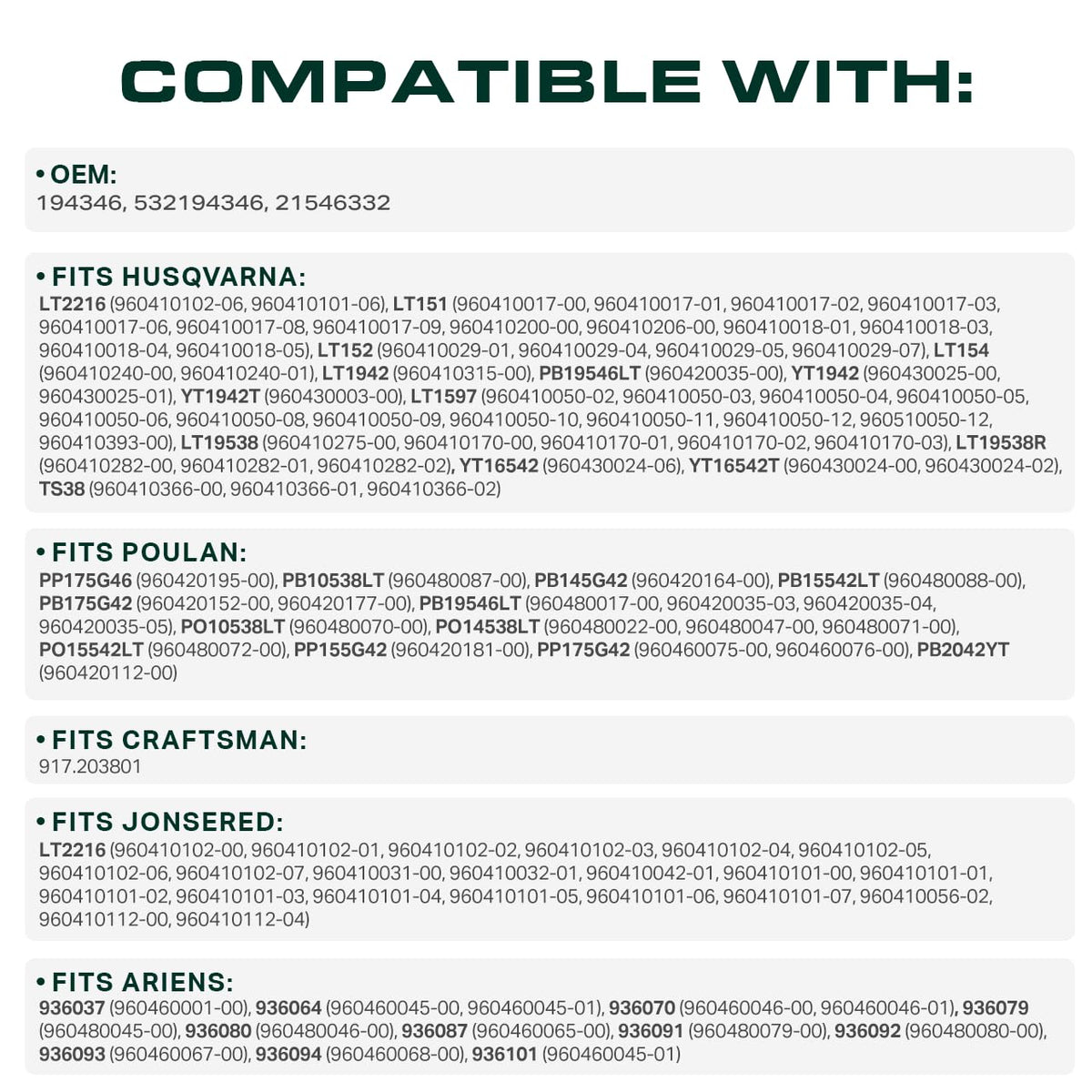UDC Craftsman Husqvarna compatibility for easy replacement