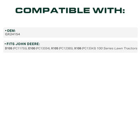GX24154 belt compatible with X105 and X106 models for reliable performance in the 100 series