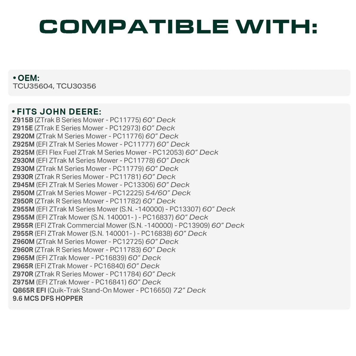 UDC Mower Belts TCU35604 two-layer wrap visible for durable flexibility.