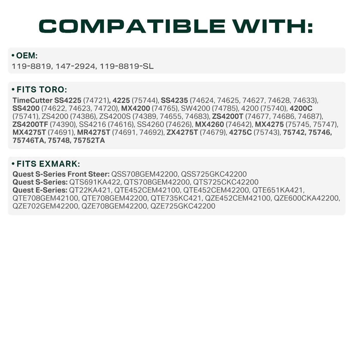 UDC 119-8819 belt for TimeCutter SS4235, robust construction for steady mowing