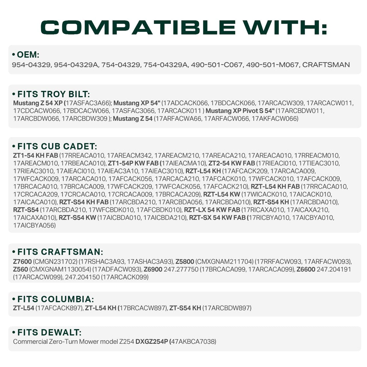 UDC Mower Belts 954-04329A, aramid cord deck belt, durable performance.