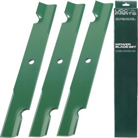 UDC Parts 038-0005-00 mower blade pack front view demonstrates durable construction.