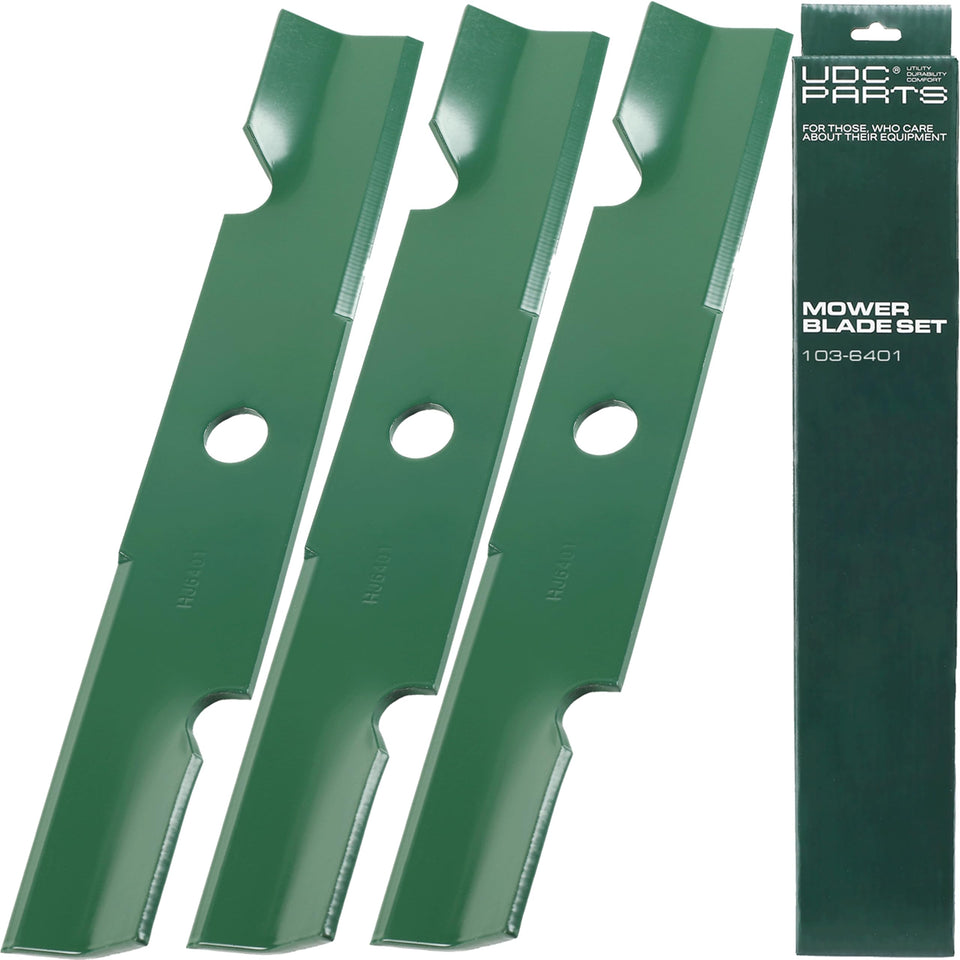 UDC Parts 103-6401 blades pack front view for Exmark 48-inch mowers, high lift performance