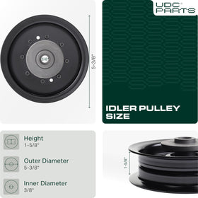 UDC Parts idler pulley height 1-5/8 inch supports smooth belt tracking
