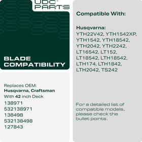 UDC Parts 532138971 high lift mower blade cutting edge close-up for long-lasting sharpness