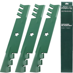 UDC Parts 532173921 blade front view shows robust construction for durable lawn cutting.