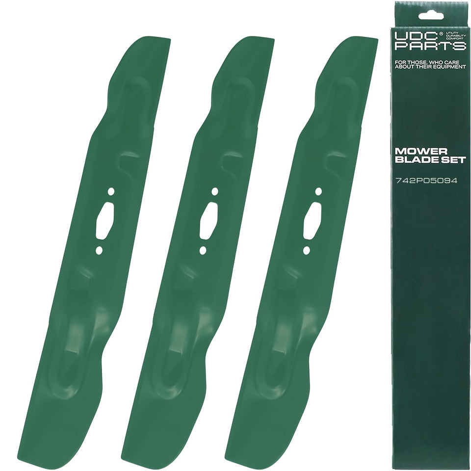 UDC Parts 742-05094 s-shape blade installed on Cub Cadet 50-inch deck for precise cuts