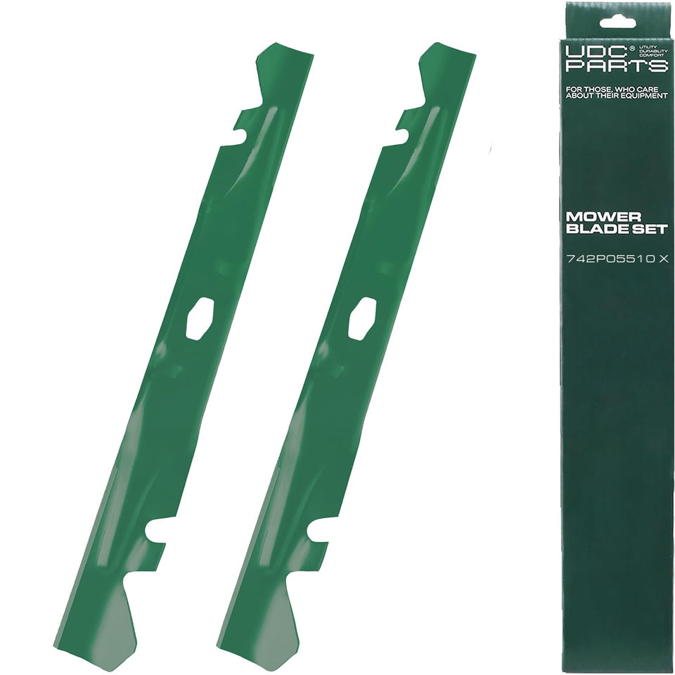 UDC Parts 742P05510 blade angle demonstrates precise fit for 46-inch Cub Cadet decks and consistent results.