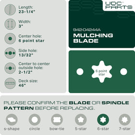UDC Parts 942-04290A six-point star blade for Cub Cadet 46-inch decks.