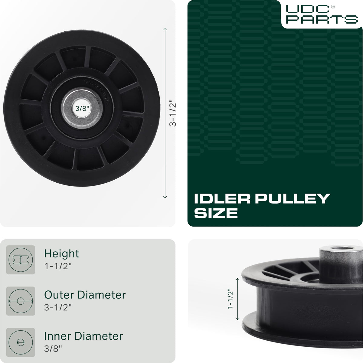 UDC Parts 42-54 inch deck idler pulley—keeps belt aligned for efficient mowing.