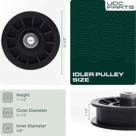 UDC Parts 42-54 inch deck idler pulley—keeps belt aligned for efficient mowing.