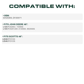 GX20305 compatible with John Deere L130 48in for consistent mowing results