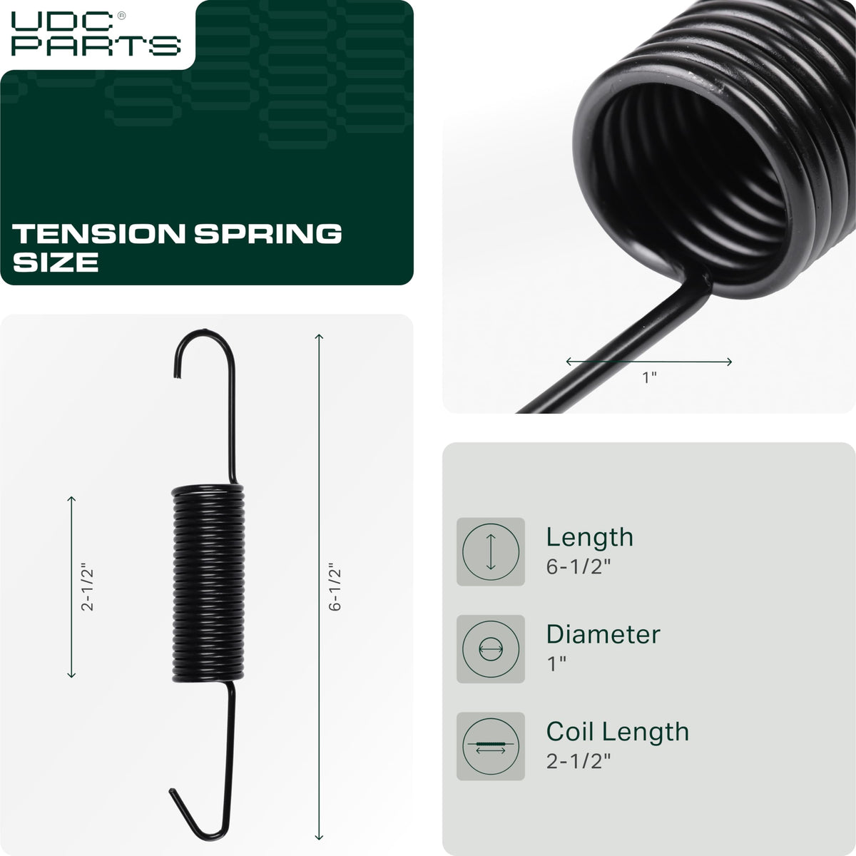 UDC Parts GX21582 tension spring deck coil demonstrates robust design for smooth operation.